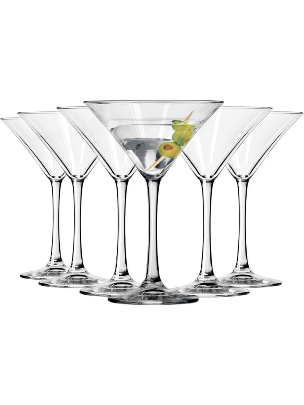 Elegant Martini Glasses Set of 6 - Tall Triangular Cocktail Glasses for